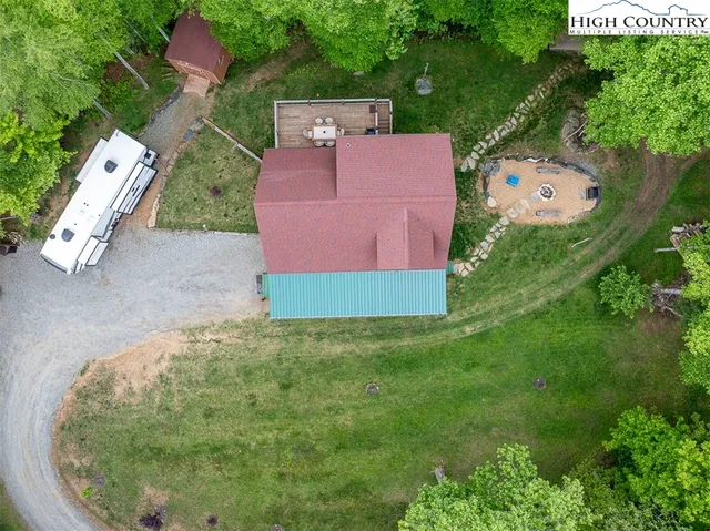 an aerial view of a house