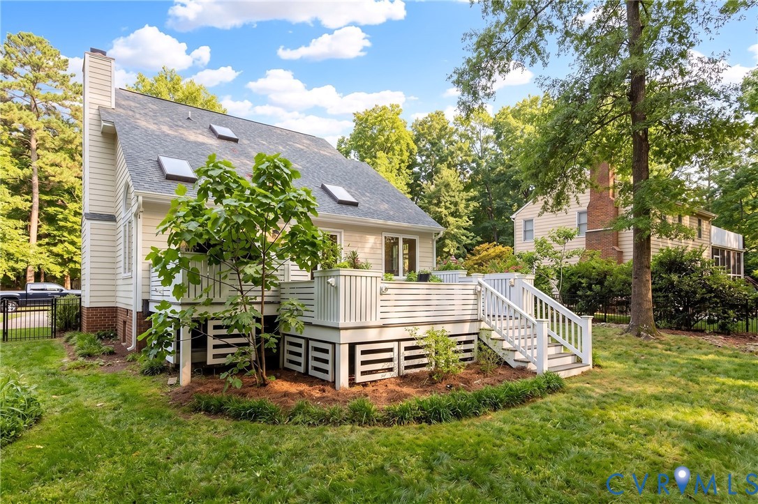 5724 Grove Forest Road Midlothian, VA 23112 - Photo 46 of 47 Expansive rear deck with white railing and steps