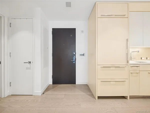 a view of an empty walk in closet