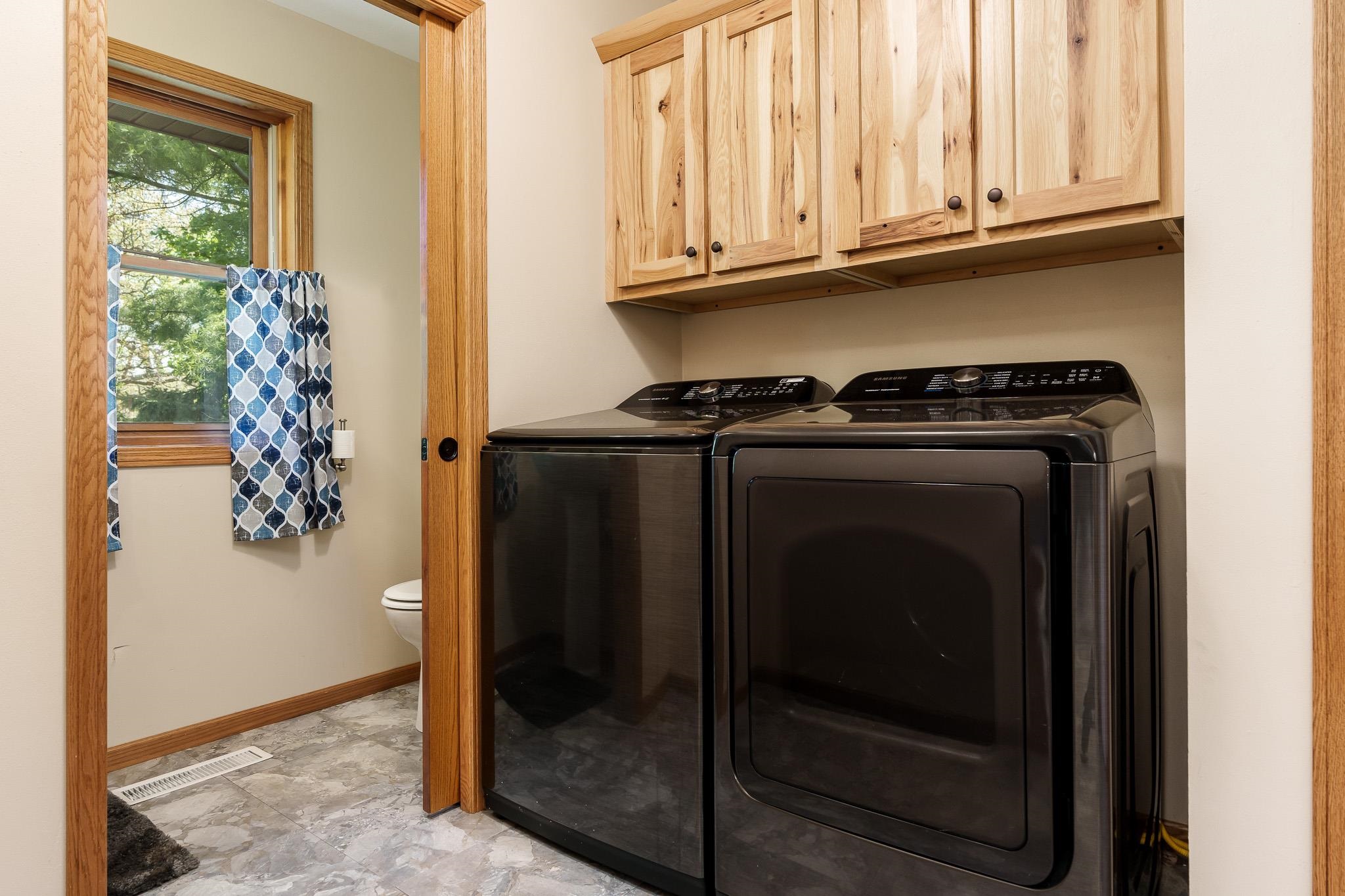 10249 Atwood Road Roscoe, IL 61073 - Photo 23 of 58 a close view of a utility room with granite countertop cabinets and a potted plant