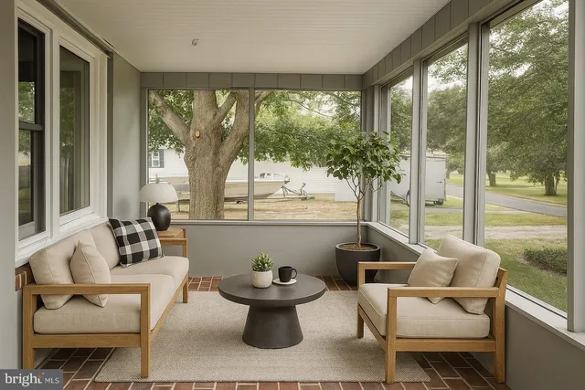 a view of empty room with windows
