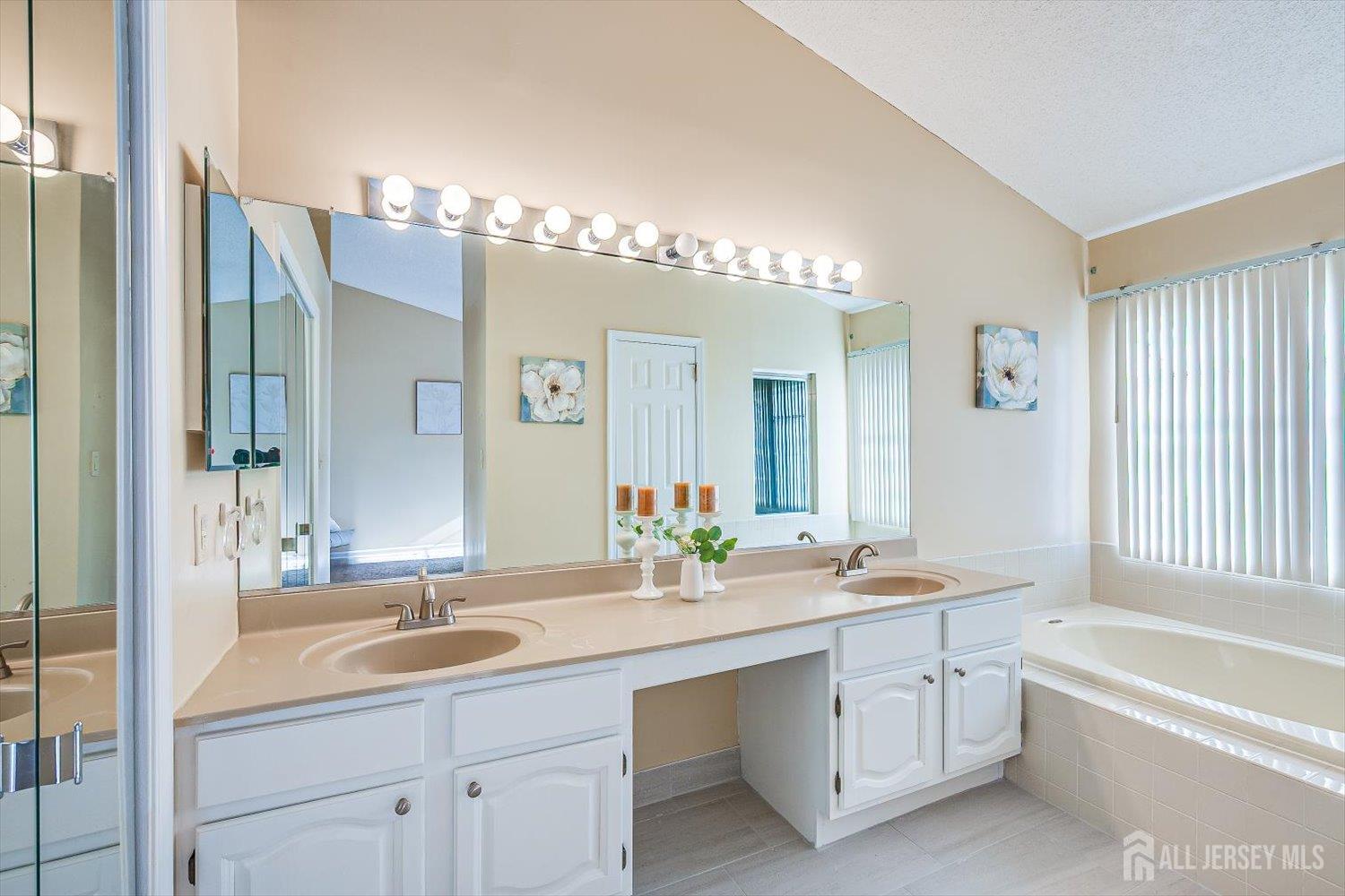 52 Springwood Court Princeton, NJ 08540 - Photo 22 of 34 a bathroom with a tub double sink and mirror