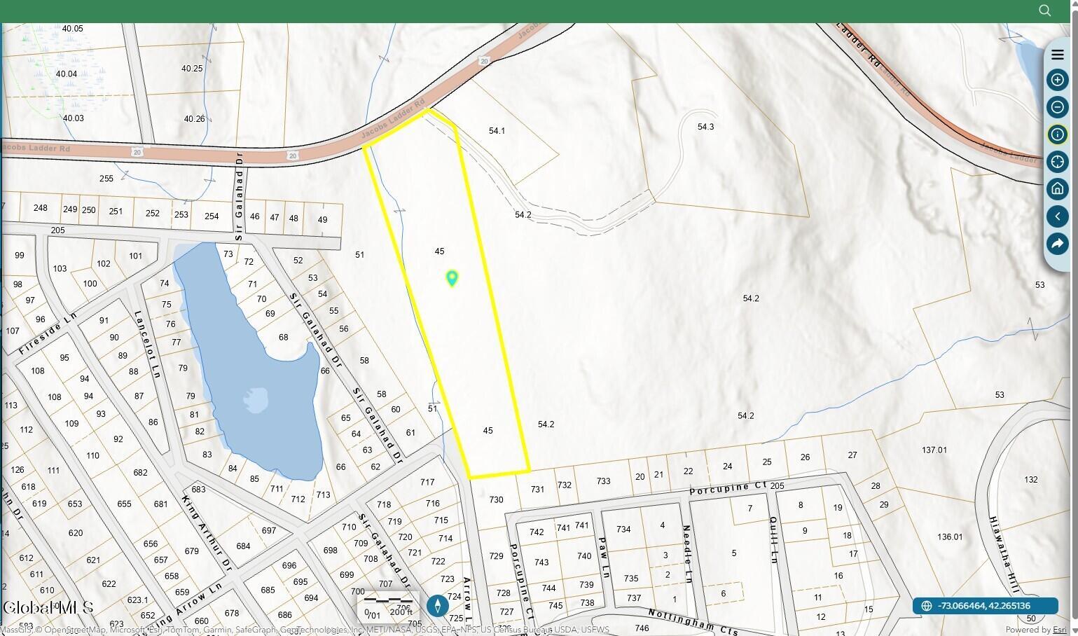 L45 Jacobs Ladder Road Becket, MA 01223 - Photo 9 of 10 MASS GIS MAP Becket 10.1 Acres
