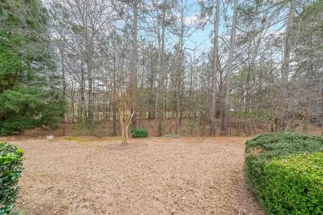 a backyard of a house with trees