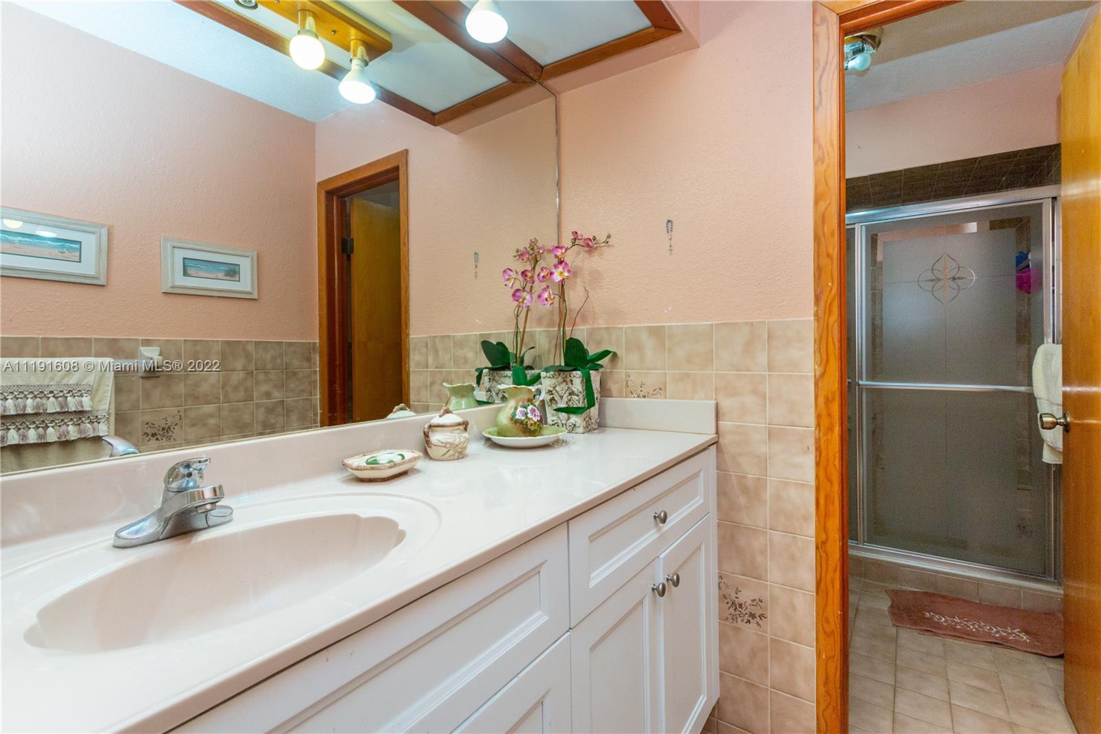 13560 Southwest 2nd Street Miami, FL 33184 - Photo 34 of 50 a bathroom with a granite countertop sink and a mirror
