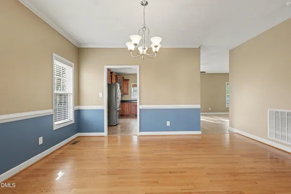a view of a livingroom with a chandelier