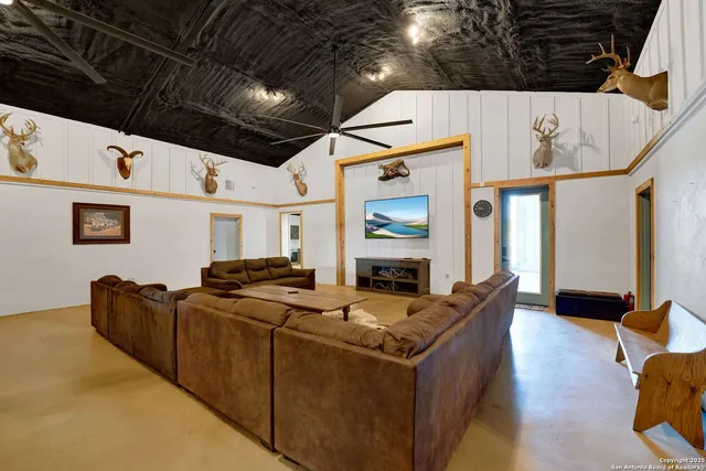 a living room with furniture