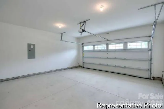 an empty room with staircase