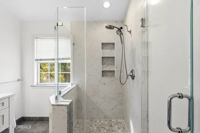 a bathroom with a shower