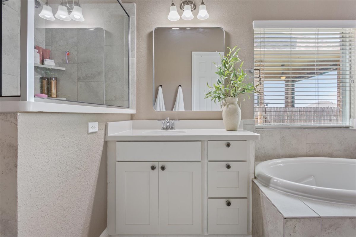 424 Millard Street Georgetown, TX 78628 - Photo 21 of 37 Indulge in a tranquil bathing experience in this well-appointed bath, featuring a generous soaking tub.