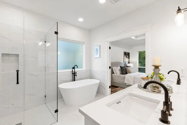 a bathroom with a shower