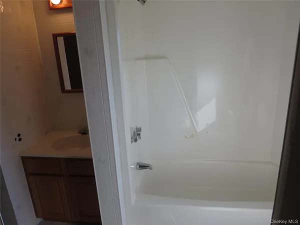 a bathroom with a bathtub