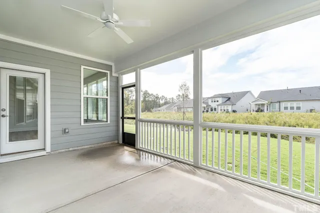 a view of a balcony with lake view