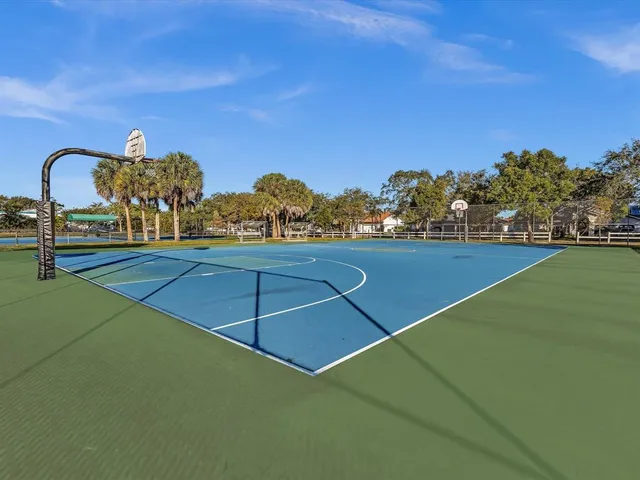 a view of a park with slide