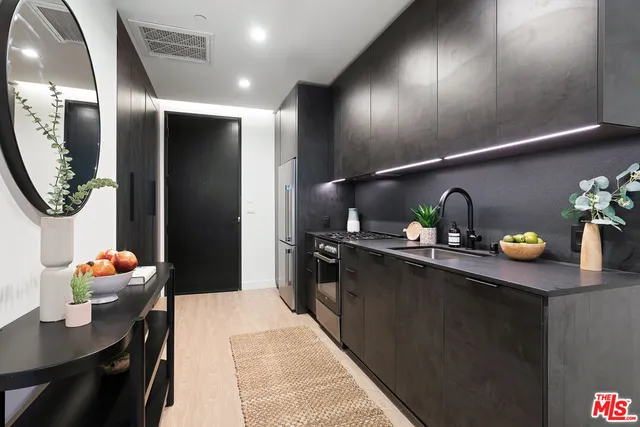a kitchen with lots of counter top space