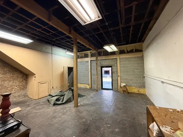 a view of a storage room with an empty room