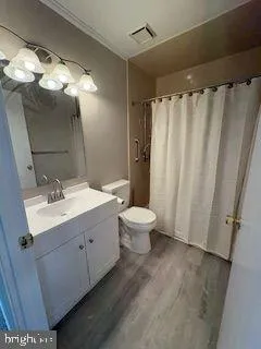 a bathroom with a double vanity sink mirror and toilet
