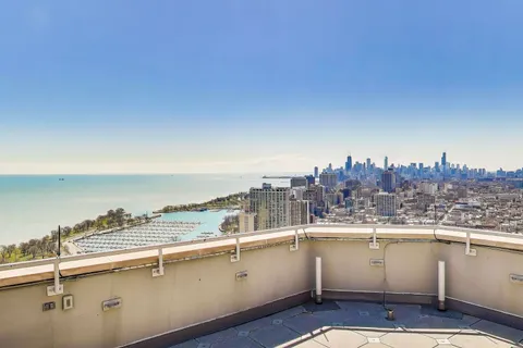 a view of a terrace with skyline