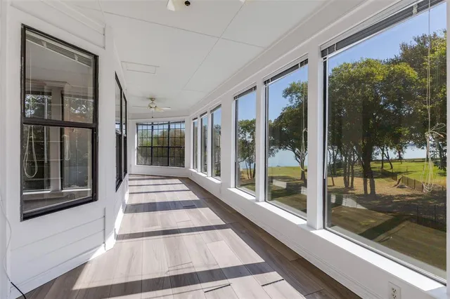 a view of a large building with a floor to ceiling window and a floor to ceiling window