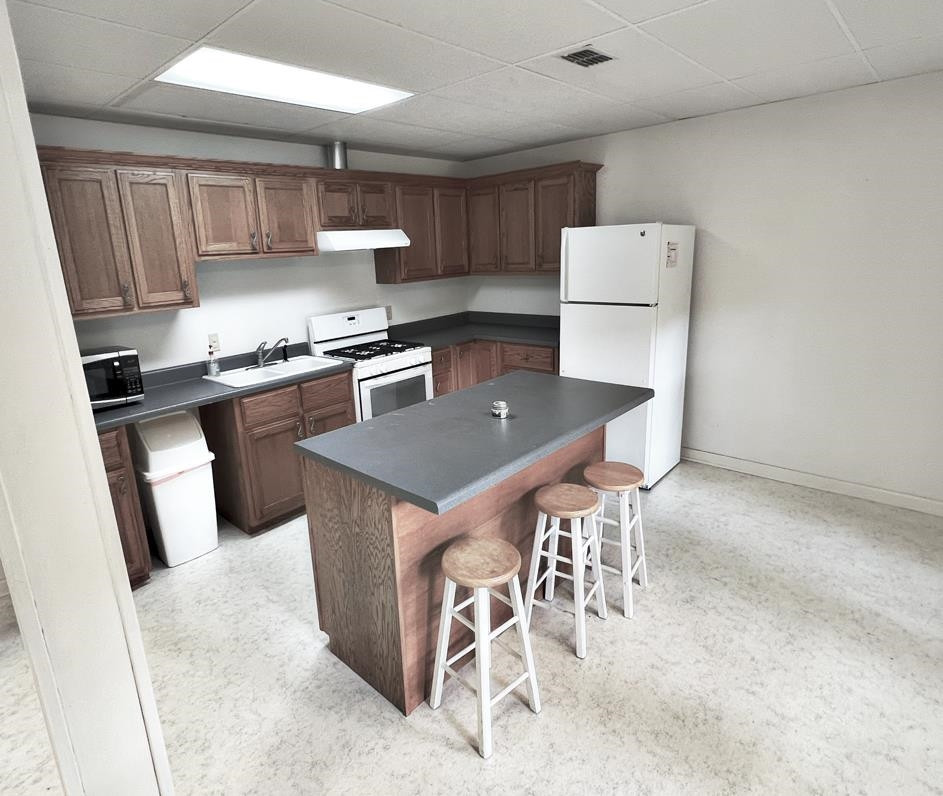795 Lost Creek Boat Dock Road Decaturville, TN 38329 - Photo 19 of 34 a kitchen with a stove a refrigerator and wooden cabinets