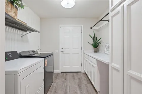 a room with a closet and couch