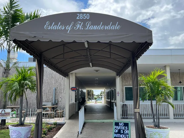 a front view of a building with entryway