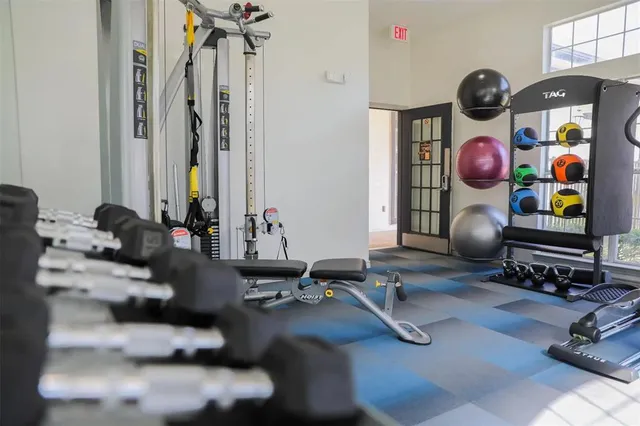 a room with gym equipment
