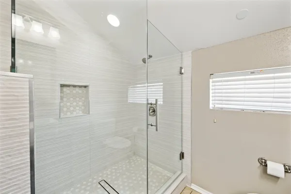 a bathroom with a shower