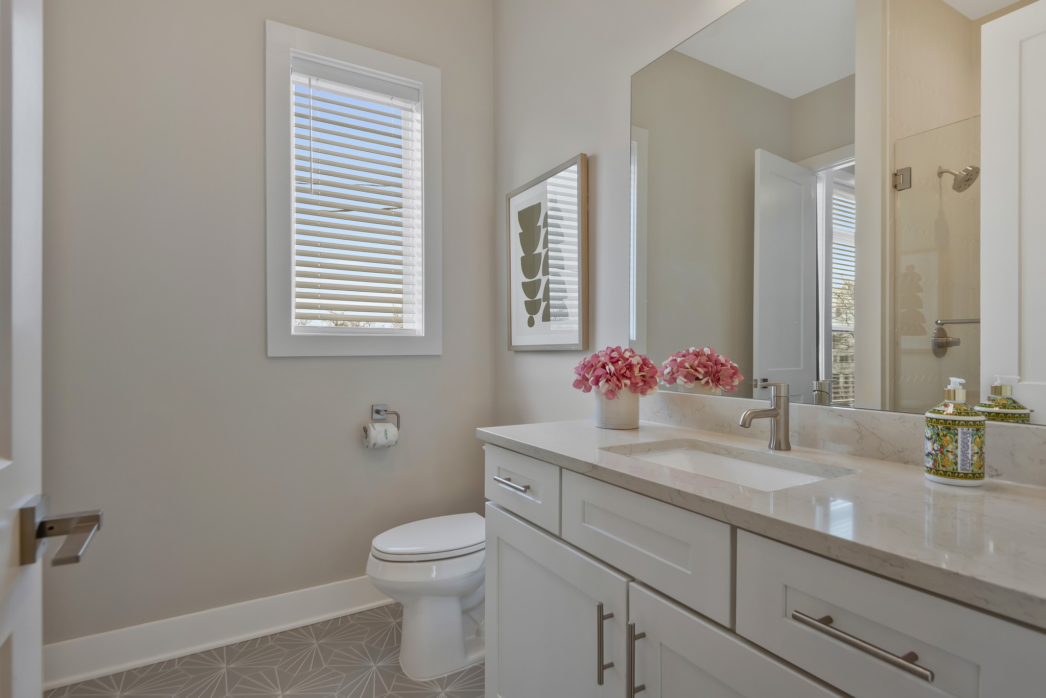 2176 Carson Street, Unit 3 Nashville, TN 37211 - Photo 22 of 44 a bathroom with a granite countertop sink toilet and a mirror