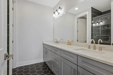 a view of a bathroom with a window