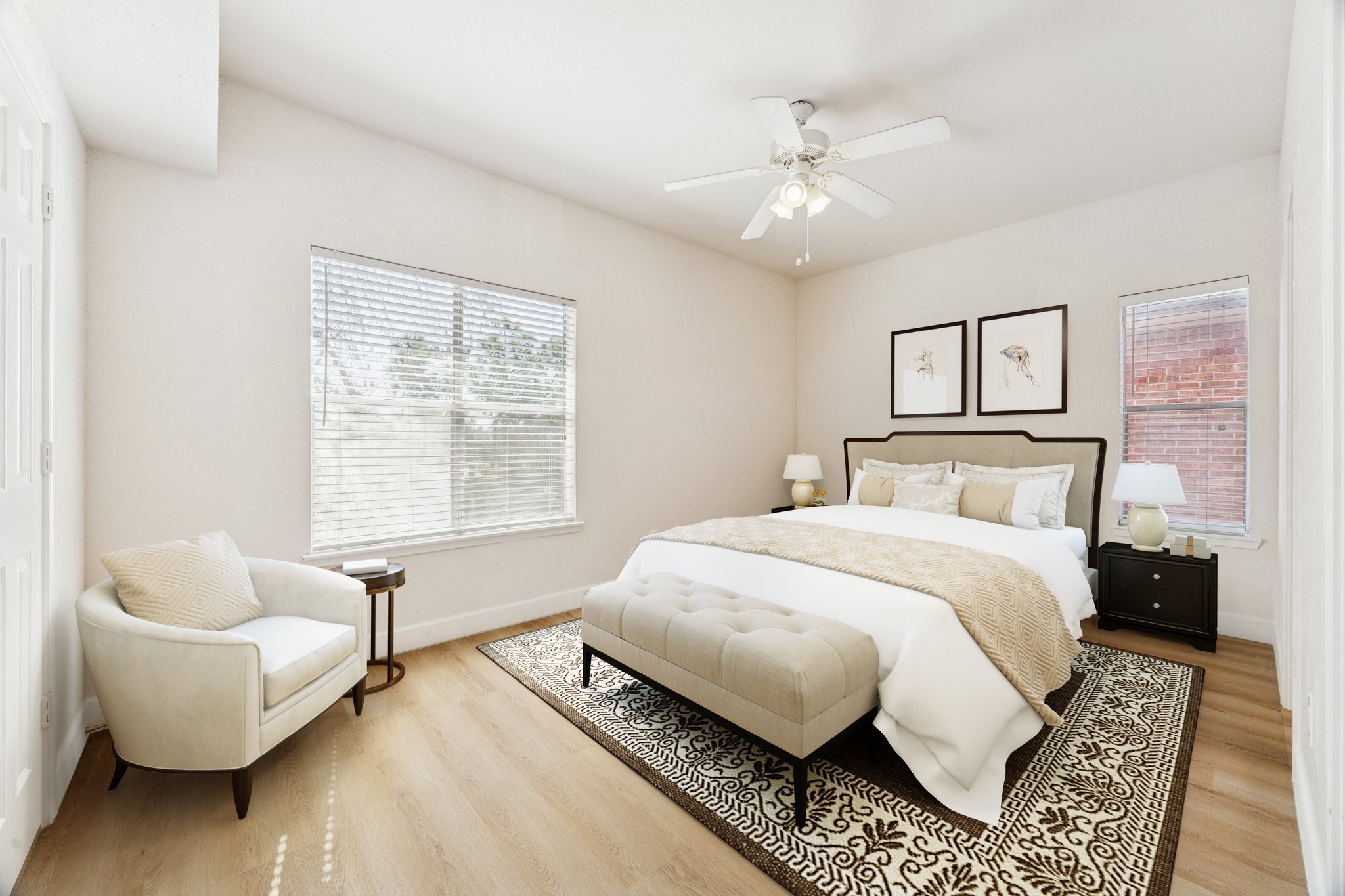 4041 Law Street, Unit 512 Houston, TX 77005 - Photo 8 of 15 a bedroom with a bed and wooden floor