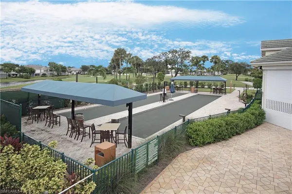 a view of a terrace with sitting area