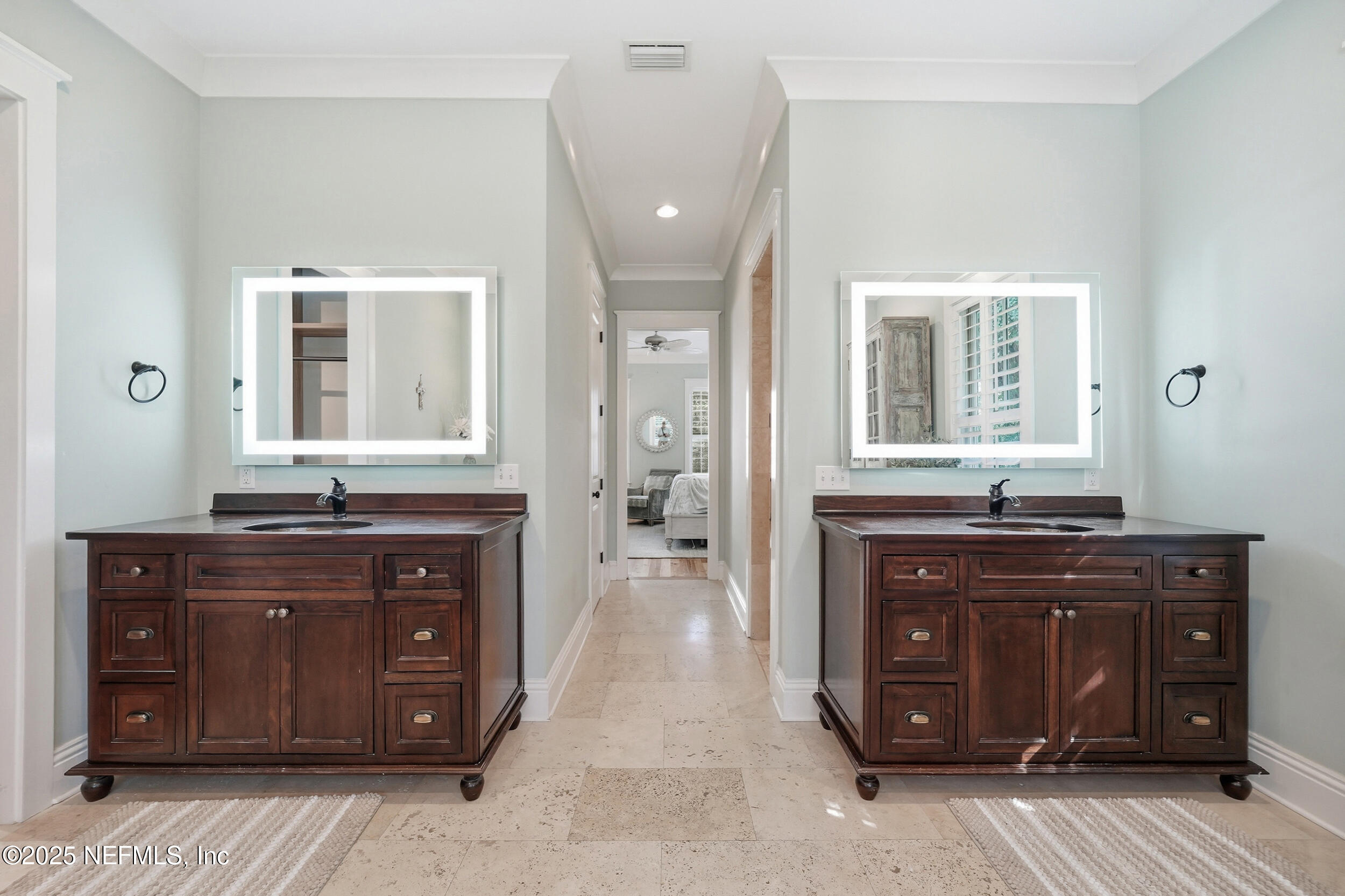 4745 Palm Valley Road Ponte Vedra Beach, FL 32082 - Photo 37 of 104 a spacious bathroom with a granite countertop sink a mirror and a bathtub