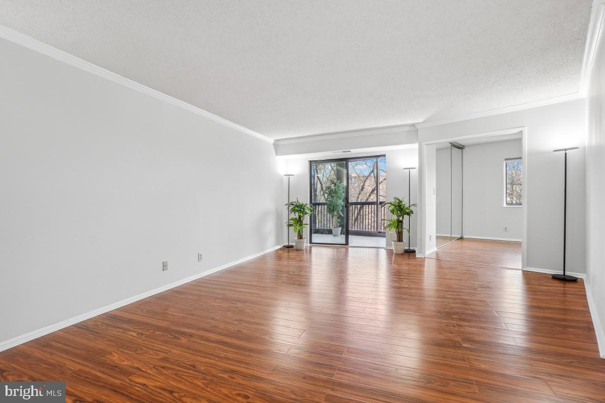 5903 Mt Eagle Drive, Unit 314 Alexandria, VA 22303 - Photo 4 of 44 a view of an empty room with wooden floor and a window