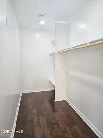 a view of an empty walk in closet