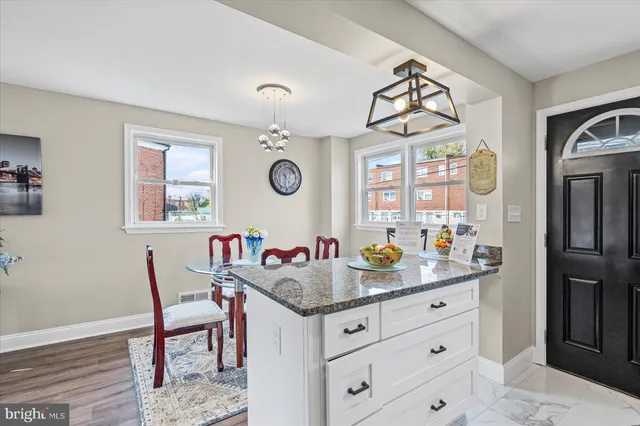 a view of dining room and window