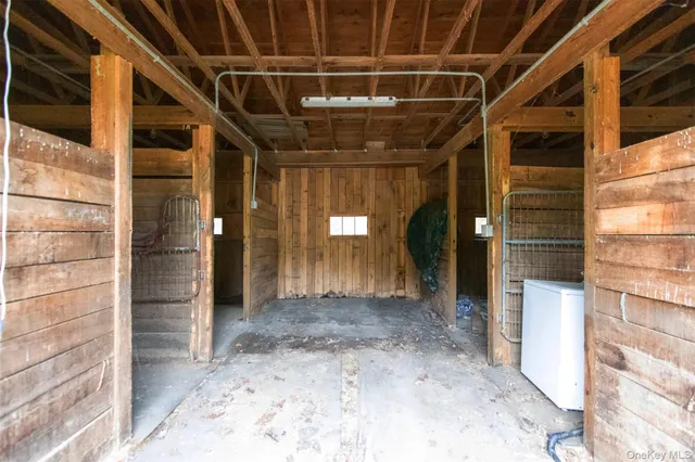 a view of a porch of a building