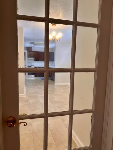 a view of a glass door