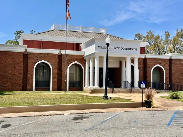 a view of a building with a front view of a building