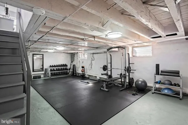 a view of a room with gym equipment