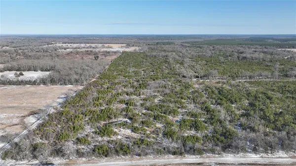 a view of a yard with an ocean view