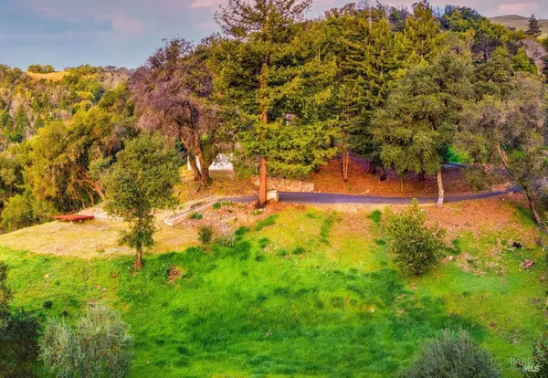 a view of a houses with a lush green forest