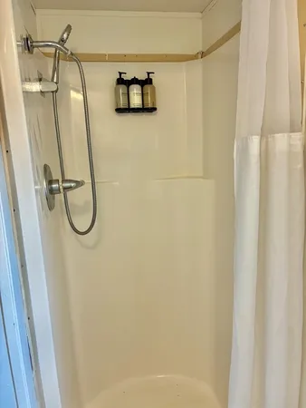 a bathroom with a shower