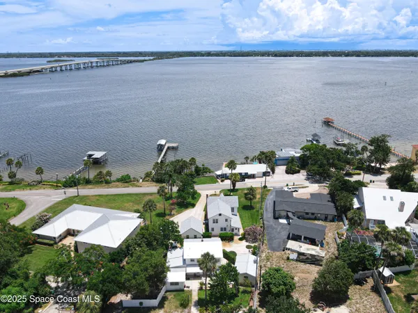 an aerial view of a residential houses