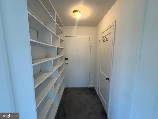 a view of a city street from a building