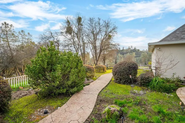 a view of a swimming pool with an outdoor space