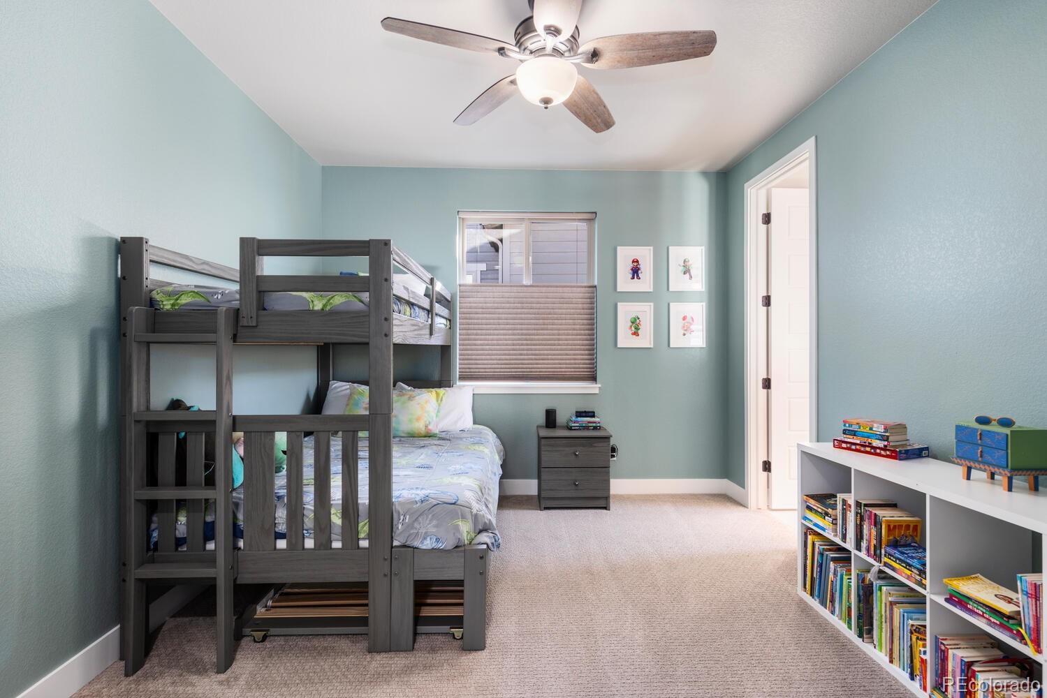 507 Red Thistle Drive Highlands Ranch, CO 80126 - Photo 22 of 42 a bedroom with furniture and a book shelf