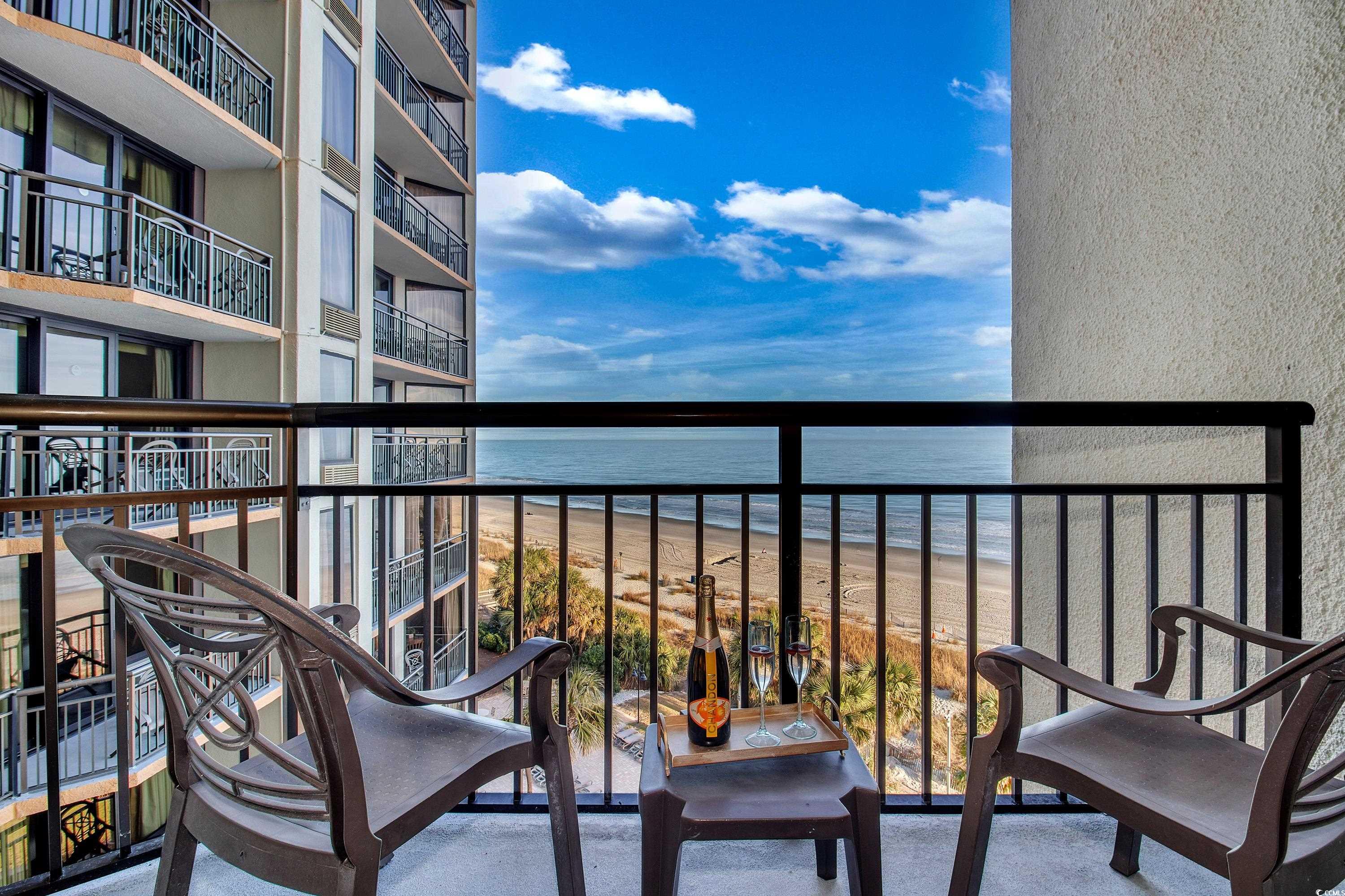 2710 North Ocean Boulevard, Unit 622 Myrtle Beach, SC 29577 - Photo 23 of 37 Balcony featuring view of water and beach