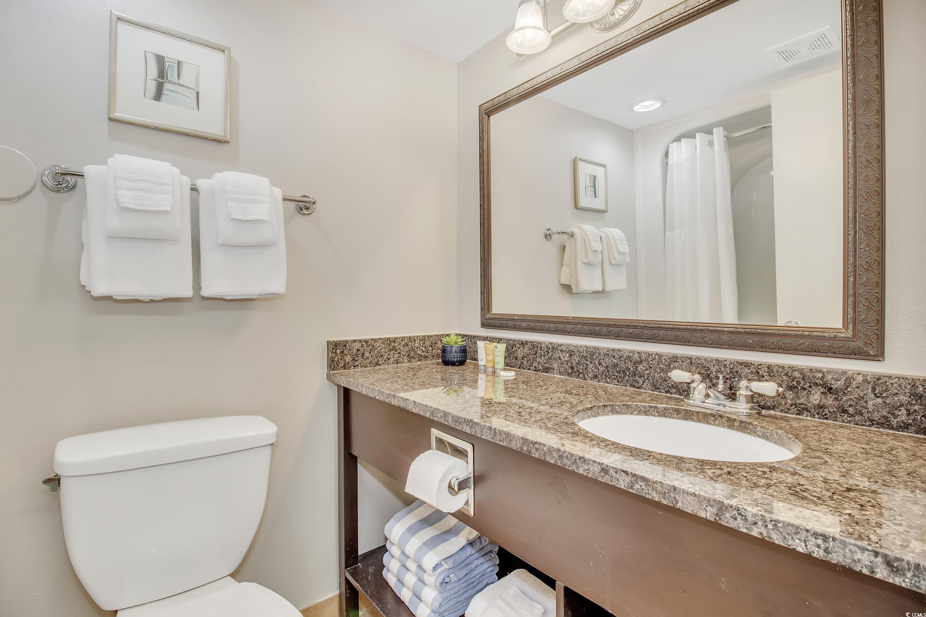 2710 North Ocean Boulevard, Unit 622 Myrtle Beach, SC 29577 - Photo 33 of 37 Bathroom featuring vanity and curtained shower