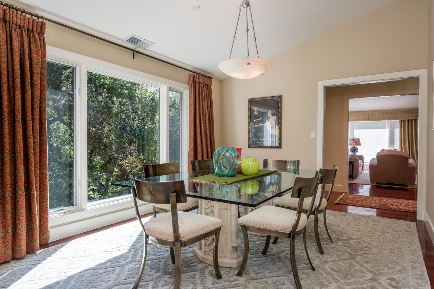 20 Ridgeway Road Hillsborough, CA 94010 - Photo 10 of 31 a view of a dining room with furniture window and outside view